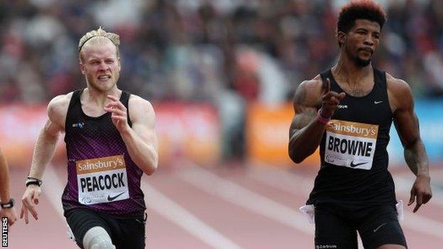 Browne beat Peacock into second at the ipc Anniversary Games in London in July.