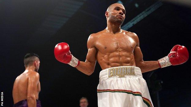 Chris Eubank Jr gestures in frustration in the ring