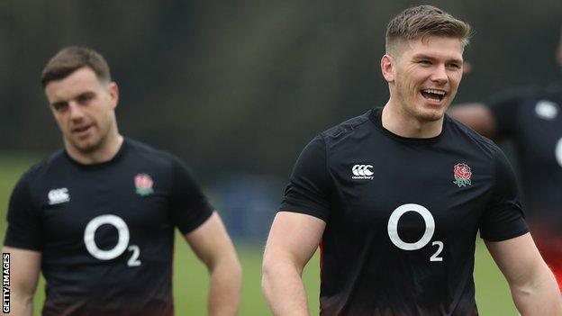 Owen Farrell and George Ford train with England this week