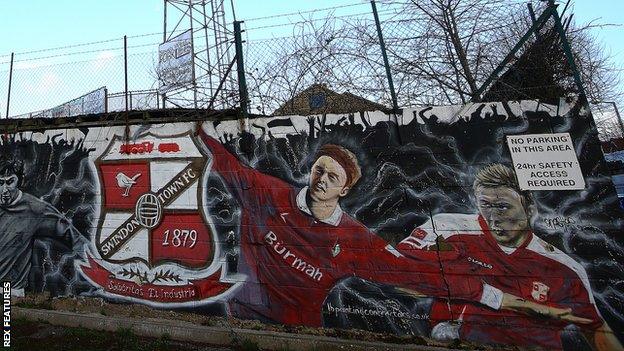 Mural outside Swindon Town's County Ground stadium