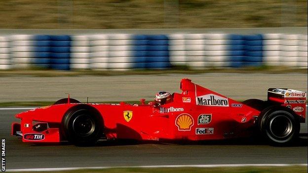 Michael Schumacher driving for Ferrari in 1999