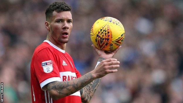 Middlesbrough's Marvin Johnson prepares to take a throw-in