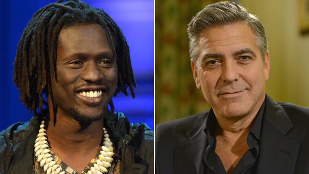 Emmanuel Jal and George Clooney