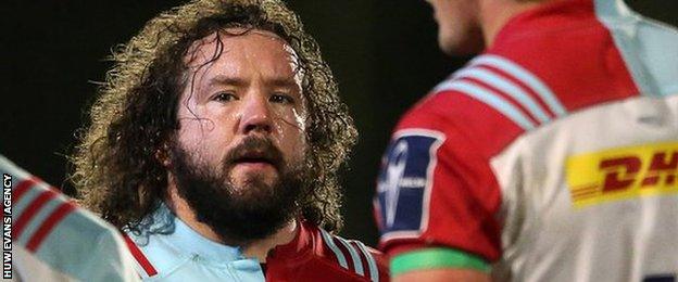 Adam Jones playing for Harlequins against Ospreys in November, 2016