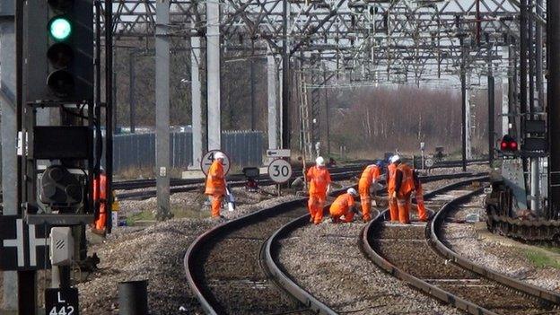 Maintenance work on rail track