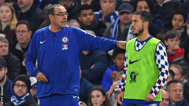 Maurizio Sarri and Eden Hazard