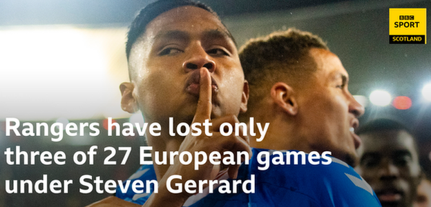 Rangers have lost only three of their 27 European matches under Steven Gerrard