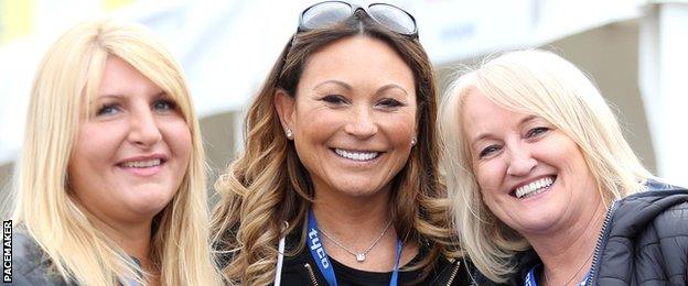 Rebecca McGuinness, wife of John, Faye Ho and Jill McWilliams, wife of Jeremy, pictured at the 2018 North West 200