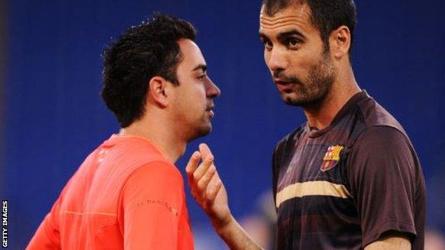 Xavi and Pep Guardiola