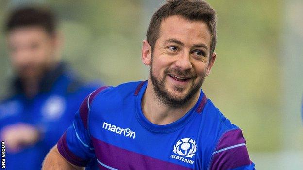 Captain Greig Laidlaw training with the Scotland squad in Edinburgh