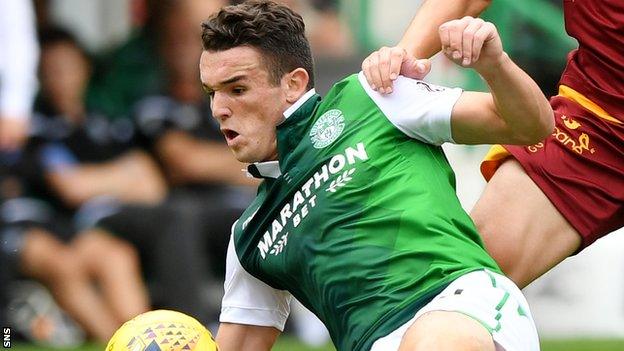 John McGinn in action for Hibernian against Motherwell