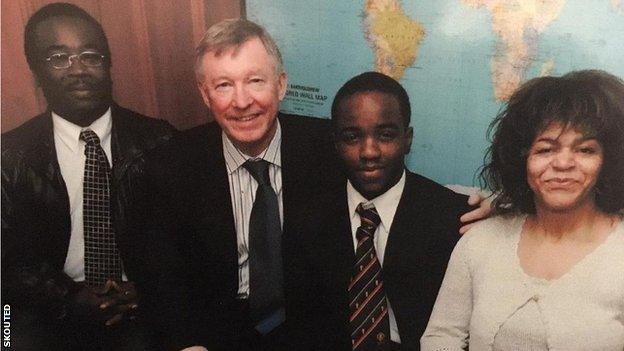 The Brandy family with Sir Alex Ferguson