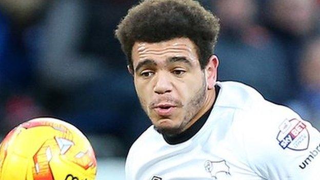 Mason Bennett in action for Derby County