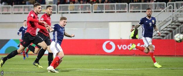 James Forrest scores against Albania