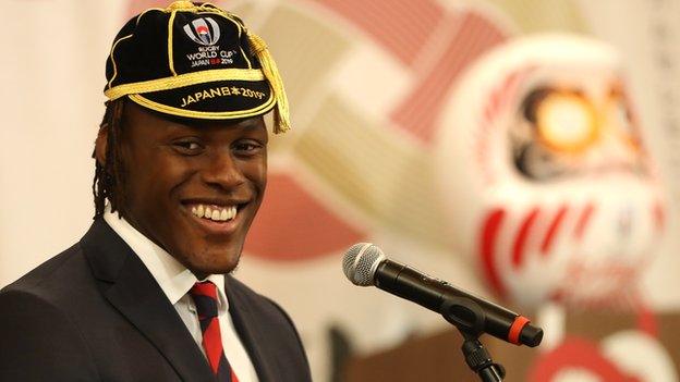 Maro Itoje at England's official welcome ceremony