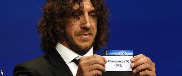 Greek team Olympiakos were drawn out by former Barcelona player Carles Puyol and are in the same group as Arsenal