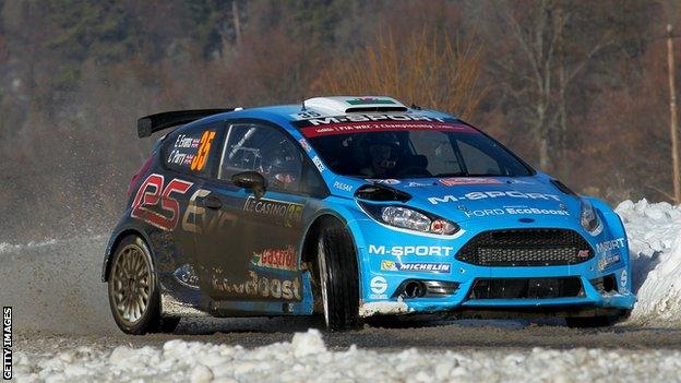 Elfyn Evans in action during the 2015 Monte-Carlo Rally