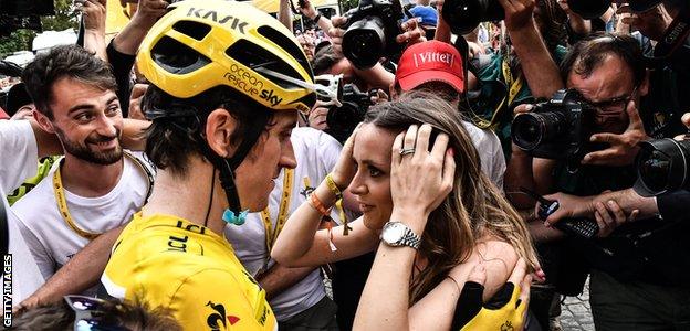 Geraint Thomas with his wife Sara