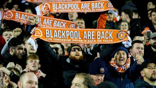 Blackpool fans at Accrington Stanley on Tuesday night