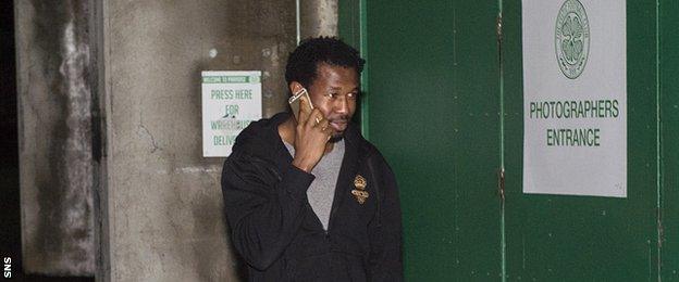 Efe Ambrose outside Celtic Park