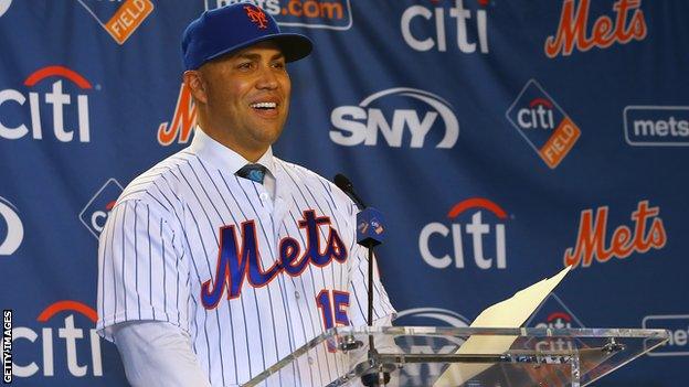 Carlos Beltran speaks at his unveiling as New York Mets manager