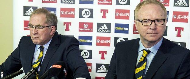 SFA president Alan McRae and new Scotland manager Alex McLeish