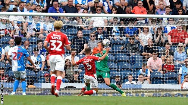 Ben Purrington scores for Charlton against Blackburn