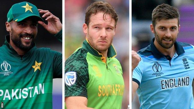 Mohammad Amir, David Miller and Mark Wood stock pictures