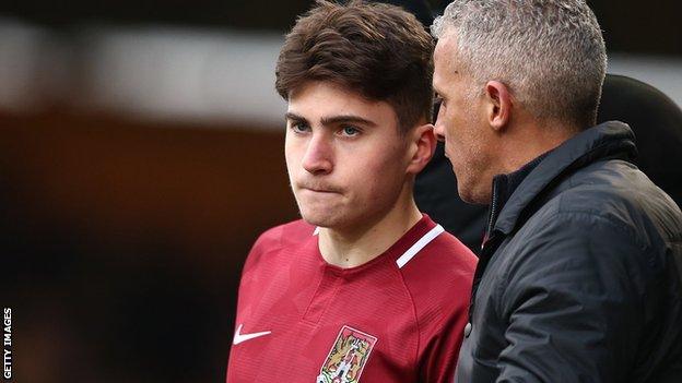 Scott Pollock makes his senor debut for Northampton Town