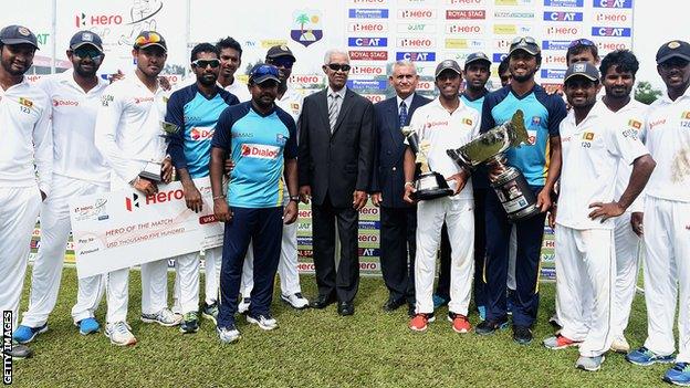 Sri Lanka with the Test series trophy