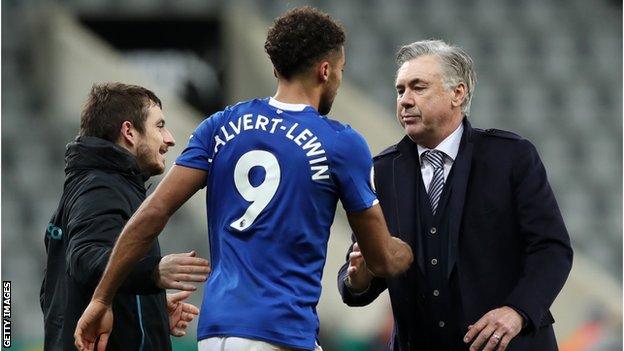 Dominic Calvert-Lewin and Carlo Ancelotti