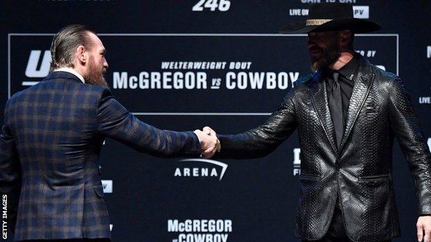 The shadow over Cerrone's face throughout the news conference was popular with fans on Twitter