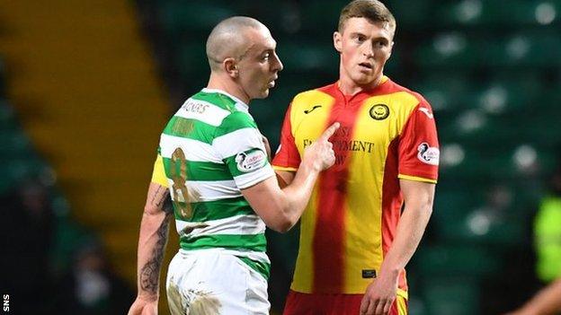 Partick Thistle midfielder Gary Fraser (right) and Celtic captain Scott Brown