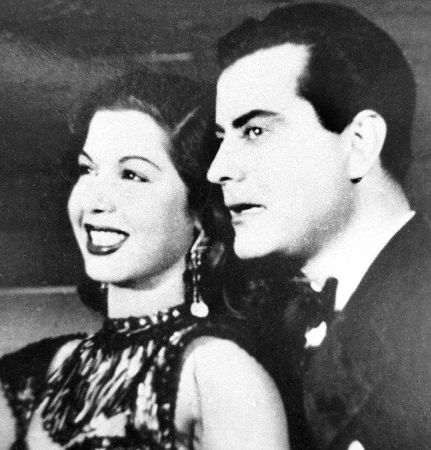 Picture dated mid 40s, shows Egyptian actor and singer Farid al-Atrash with Egyptian belly dancer Samia Gamal in Cairo.