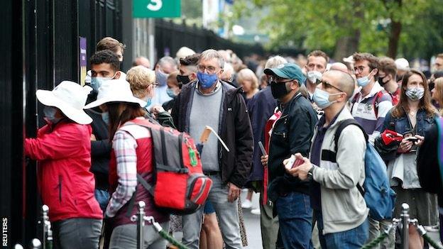 Fans waiting to get in at Wimbledon