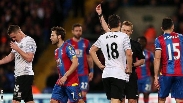 James McCarthy was dismissed on 52 minutes for Everton