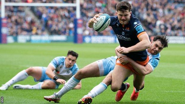 Edinburgh's Blair Kinghorn scores a try