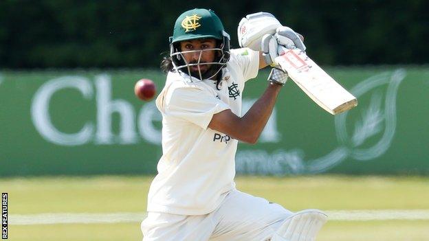 Haseeb Hameed batting for Nottinghamshire