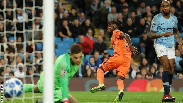 Lyon take the lead against Manchester City in the Champions League