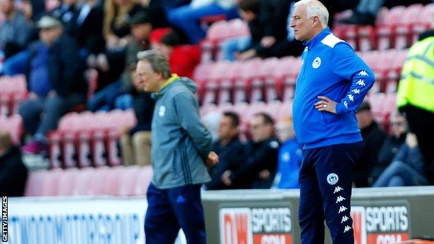 Neil Warnock and Graham Barrow on the touchline when Cardiff met Wigan