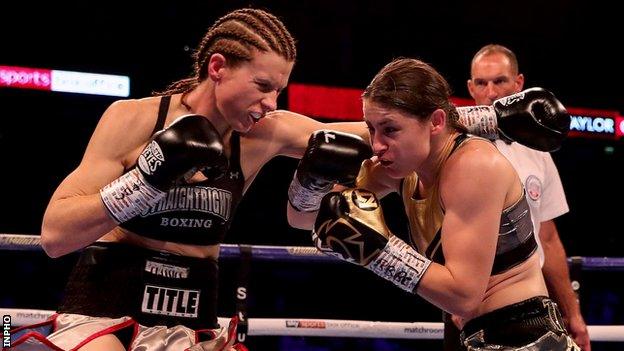 Katie Taylor (right) outclassed her US opponent in London