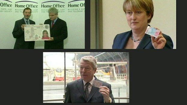 Three Labour former Home Secretaries with ID cards