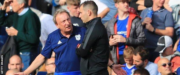 Neil Warnock argues with a fourth official