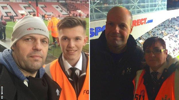 Ed Wood with stewards at Bournemouth and Newcastle