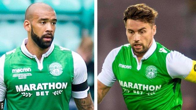 Hibs defenders Liam Fontaine and Darren McGregor