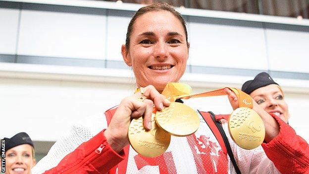 Sarah Storey poses with her Rio golds