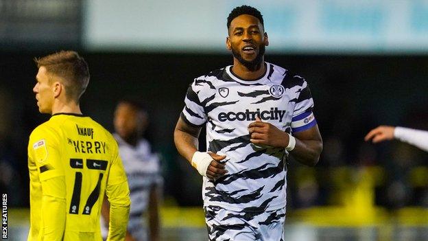 Jamille Matt plays for Forest Green against Harrogate