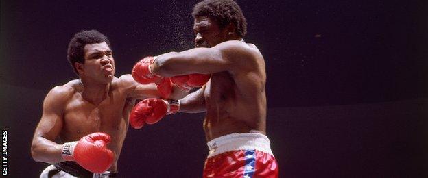 Muhammad Ali during his successful world heavyweight title defence against Ron Lyle in 1975