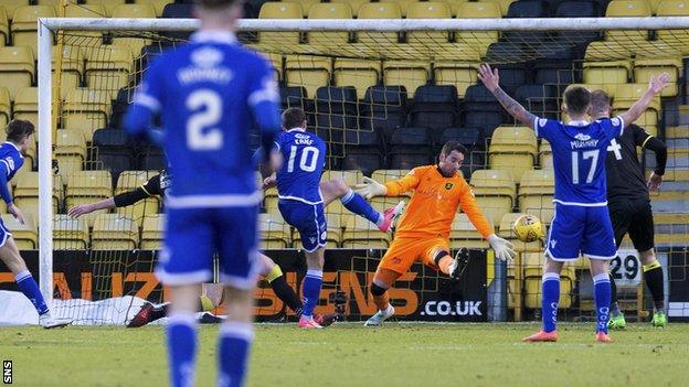 Queen of the South's Chris Kane scores against Livingston