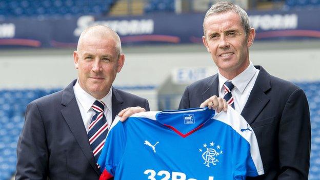 Rangers manager Mark Warburton and assistant David Weir